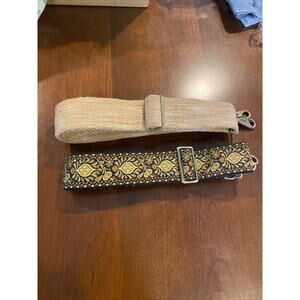 (2) Retro Adjustable Replacement Purse Crossbody Straps Bundle Brushed gold Boho